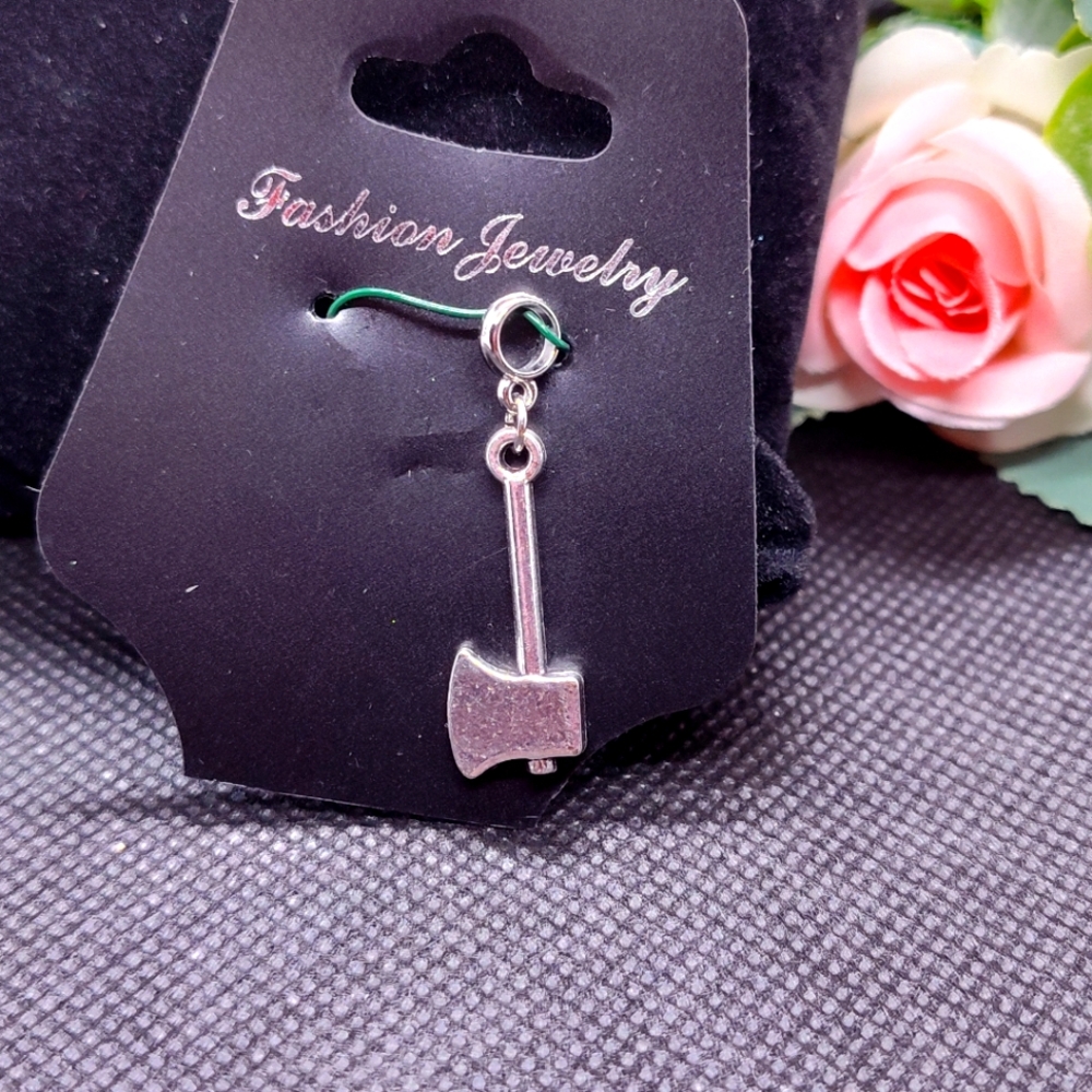 Axe Charm Pendant ready to wear on a necklace...